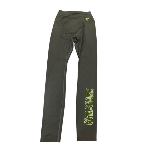 Gymshark Women’s Training Graphic Leggings- Black Green Accent - Size Small - Picture 1 of 4